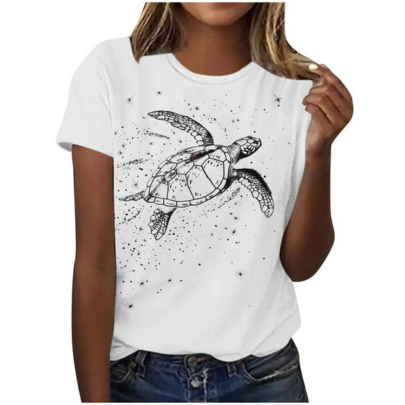 Womens Summer T Shirts Starry Sky Graphic Tees Round Neck Pullover Tops Regular-Fit Short Sleeve Top Trendy Dressy Tunic Blouse Holiday Clothing