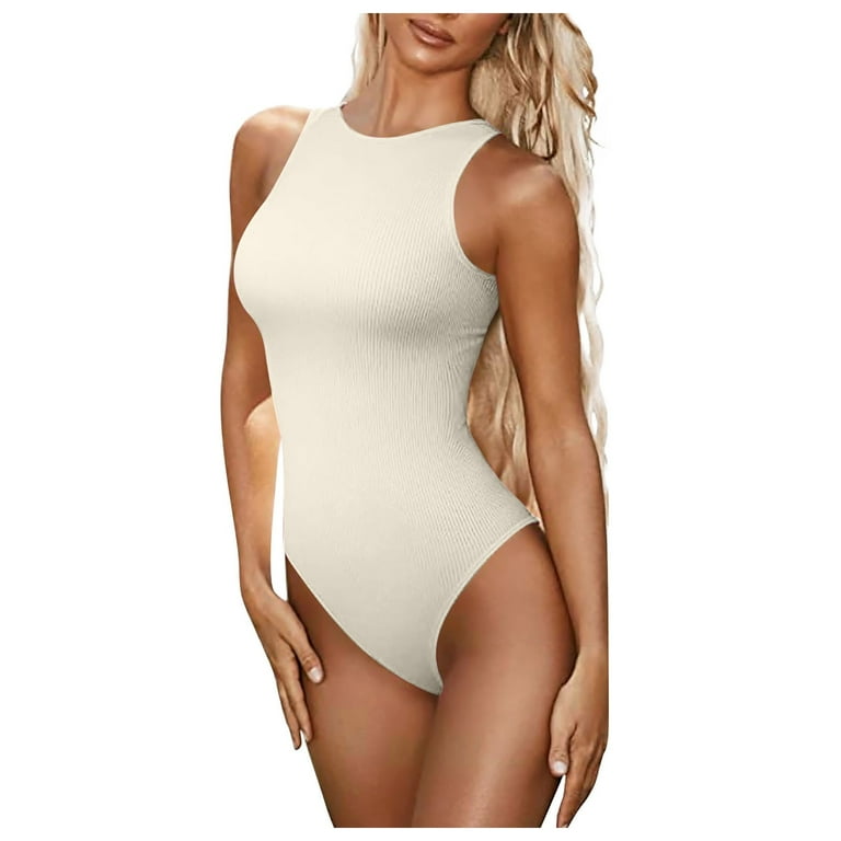 Womens Summer Tank Top Bodysuit Stretchy Thong Bottom Ribbed