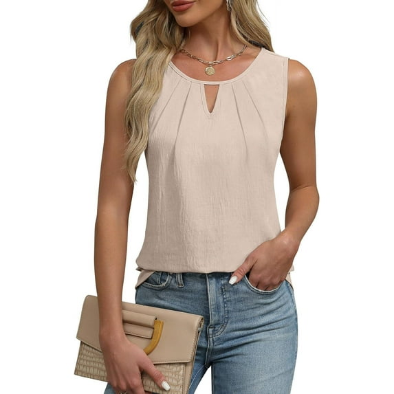 Womens Summer Tank Top Sleeveless Business Casual Outfits 2024 Basic Loose Dressy Work Shirt