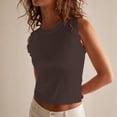 thumbnail image 1 of Womens Summer Tank Tops Crew Neck Ruffle Shirts Sleeveless Ribbed Knit Slim Fitted Tee Business Casual Blouses XL, 1 of 5