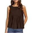 thumbnail image 1 of Womens Summer Tank Tops Pleated Crew Neck Cute Shirt Casual Sleeveless Loose Outfits 2025 Trendy Beach Vacation, 1 of 7
