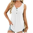 thumbnail image 1 of Womens Summer Tank Tops Sleeveless Button Down Henley T-Shirts Casual Loose Pleated Tunics Cami, 1 of 6