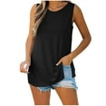 thumbnail image 1 of Womens Summer Tank Tops, Sleeveless Shirts for Women Casual Loose Fit Solid Color Crewneck Tanks Dressy Blouses, 1 of 4