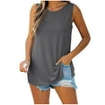 thumbnail image 1 of Womens Summer Tank Tops, Sleeveless Shirts for Women Casual Loose Fit Solid Color Crewneck Tanks Dressy Blouses, 1 of 4