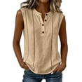 thumbnail image 1 of Womens Summer Tank Tops, Sleeveless Shirts for Women Casual Solid Color Button Down Dressy Blouses Mothers Gifts, 1 of 6