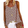 thumbnail image 1 of Womens Summer Tank Tops Sleeveless T Shirt Casual Loose Fit Tunic Blouses Boho Green Leaf Print Spaghetti Strap Loose Casual Cami Tank Top Wine red 2XL, 1 of 4