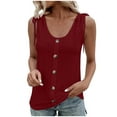 thumbnail image 1 of Womens Summer Tank Tops U Neck Sleeveless Tie Knot Strap Eyelet Cami Tee Shirts Solid Casual Button Down Tanks Blouses, 1 of 7