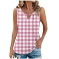 thumbnail image 1 of Womens Summer Tank Tops V-Neck Keyhole Sleeveless Plaid Print Shirt Loose Fit Basic Business Casual Summer Camisole, 1 of 5