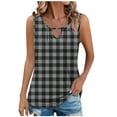 thumbnail image 1 of Womens Summer Tank Tops V-Neck Keyhole Sleeveless Plaid Print Shirt Loose Fit Basic Business Casual Summer Camisole, 1 of 5
