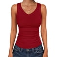 thumbnail image 1 of Womens Summer Tank Tops V Neck Sleeveless Shirts Ribbed Tanks Slim Fitted Casual Basic Tee Shirt, 1 of 7