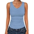 thumbnail image 1 of Womens Summer Tank Tops V Neck Sleeveless Shirts Ribbed Tanks Slim Fitted Casual Basic Tee Shirt, 1 of 7