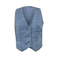 thumbnail image 1 of Womens Summer Tank Tops Washed Button Cropped Denim Waistcoat Sleeveless Tops for Women Blue L, 1 of 8
