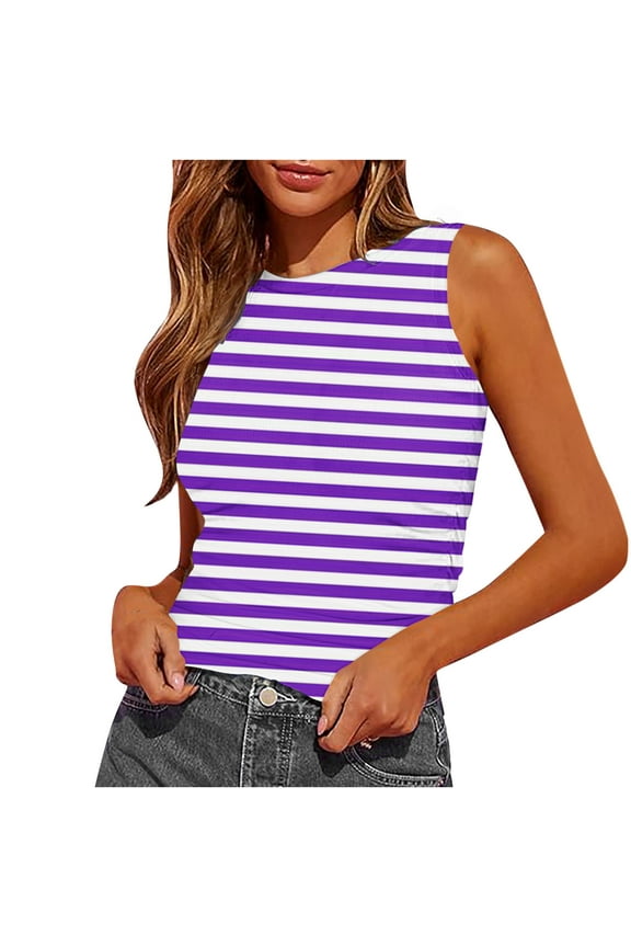 Womens Summer Tanks Gradient Tops Crew Neck Blouse Striped Camis Sleeveless Tshirts Floral Printed Vest Basic Tops Shirt Ladies Tunic Tops Trendy Casual Camisole