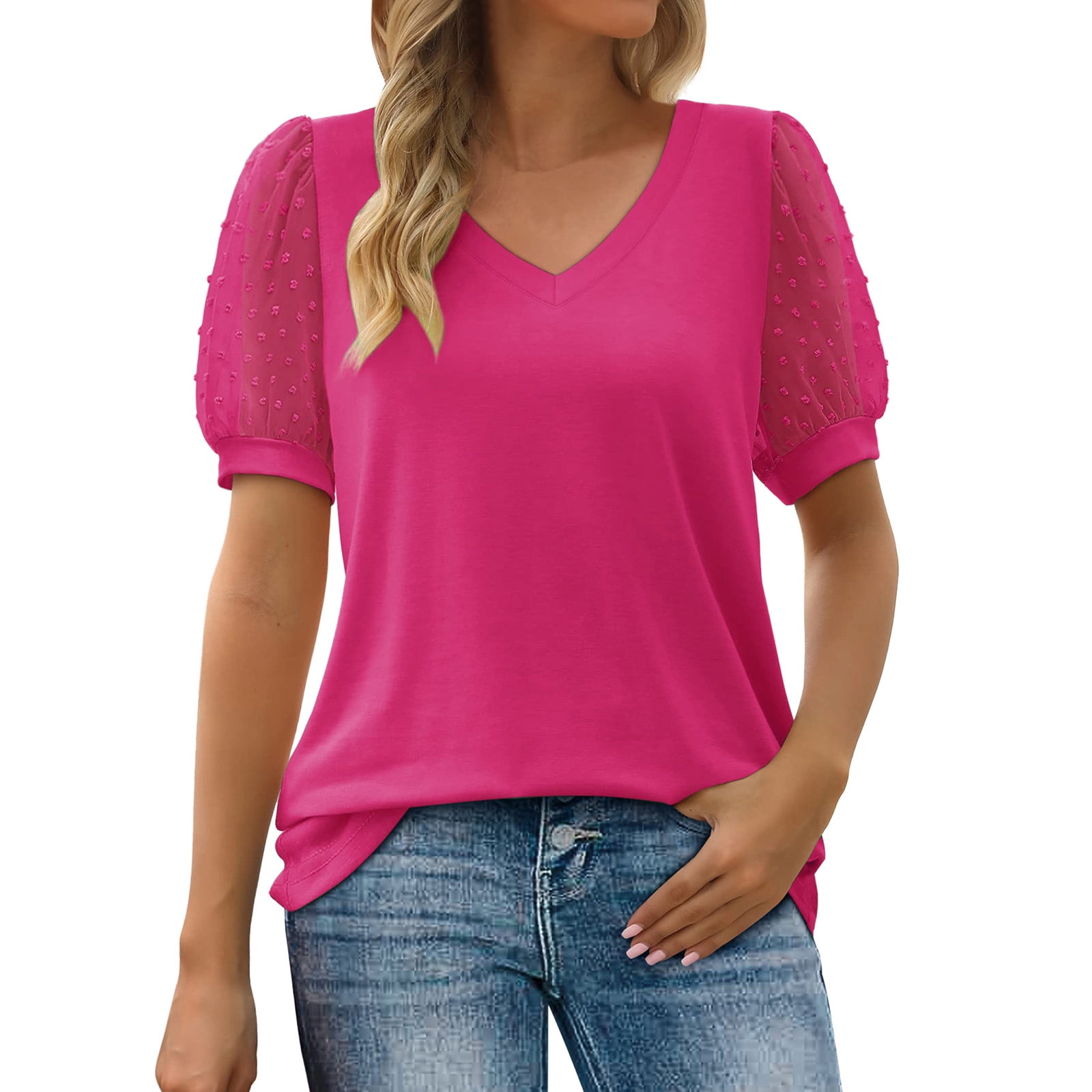 Womens Summer Tops 2023 Pejock Women V Neck T Shirts Swiss