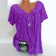 thumbnail image 1 of Womens Summer Tops 2023 Plus Size Short Sleeves V-Neck Print Blouse Pullover Tops Shirt, 1 of 5