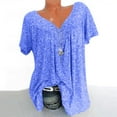thumbnail image 1 of Womens Summer Tops 2023 Plus Size Short Sleeves V-Neck Print Blouse Pullover Tops Short Sleeve Blouses Shirts, 1 of 6