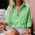 thumbnail image 1 of Womens Summer Tops, 2024 Workout Dressy Casual Blouses T Shirts Fashion Lmitation Cotton And Slub Long Sleeve Pocket Button Tee Popular Blouse Tops(S 3Xl) Green, 1 of 8