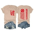 thumbnail image 1 of Womens Summer Tops, 2024 Workout Dressy Casual Blouses T Shirts Women's Love Baseball Print Loose T Shirt Short Sleeve Top Beige, 1 of 3
