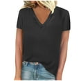 thumbnail image 1 of Womens Summer Tops 2025 Cap Short Sleeve T Shirts Trendy Dressy Casual V Neck Loose Fit Shirts Black XL, 1 of 4