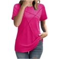 thumbnail image 1 of Womens Summer Tops 2026 Pleated Round Neck Short Sleeve Shirts Business Casual Work Loose Tunic Tees Blouses, 1 of 7