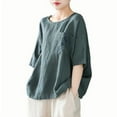 thumbnail image 1 of Womens Summer Tops 2026 Plus Size Fashion Embroidered Round Neck Five Quarter Sleeved Short Sleeved Blouse, 1 of 3