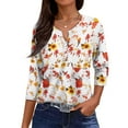 thumbnail image 1 of Womens Summer Tops 3/4 Length Sleeve V Neck Dressy Casual Tunic Tops with Pocket, 1 of 4
