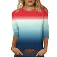 thumbnail image 1 of Womens Summer Tops, 3/4 Sleeve Shirts for Women Fashion Loose Fit Ombre Tie Dye Crewneck T-Shirts Fall Clothes, 1 of 3