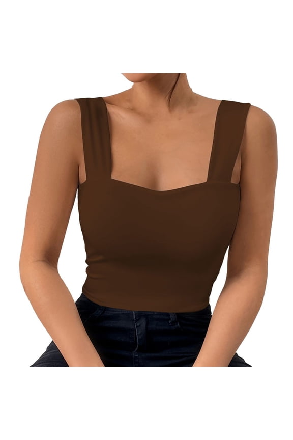 Womens Summer Tops 4th Top Women Running Shirts Sleep Camisole Baggy Shirts Women Long Sleeves Top Dressy Shirt Half Apricot Tops for Tops for Loose Fit 4x under Shirt Popular New Strapless Coffee 2XL