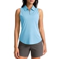 thumbnail image 1 of Womens Summer Tops Athletic Curved Collar Half Zip Breathable Sleeveless Tennis Top Shirts for Women Blue 3XL, 1 of 9