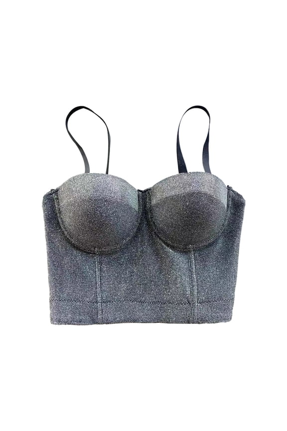 Womens Summer Tops Bandage Top for Women Ally Tops Women Cleavage Cover Muscle Tops for Cam Crop Workout Tee 2 X And Corset Top Sleep Camisole Running Sexy Fashion Design Sense Small Vest Silver S