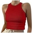 thumbnail image 1 of Womens Summer Tops Base Shirt Active Crop Pack Atmosphere Top Girl Tops Athletic Wear Women Tops 1xl for Women Lace Active Workout Set Short Solid Women's Vest Color Sleeveless Tank Neck Red M, 1 of 5