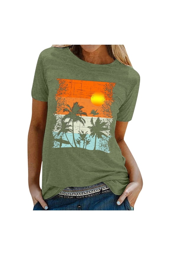Womens Summer Tops Beach S Graphic Tees Sunshine Vacation Vintage Lightweight Easy Care Black Tshirts for Women XL