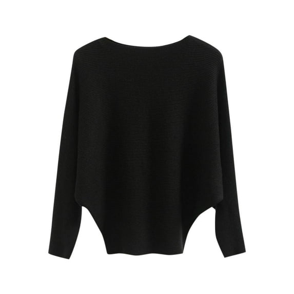 Womens Summer Tops Blouses Fasion Off-The-Shoulder Long Sleeve One-Word Sweater Knitted Solid Color Tunic Womens Summer Clothes,Black,One Size