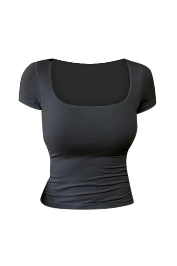 Womens Summer Tops Boy Glitter Neck Swing Womens Longer Short Sleeve Tops Business Casual Clothes Women Long Sleeve Layering Tee Overstock Items Long Tee Shirts Oversized Solid Flannels Women M