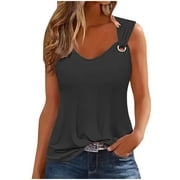 PXH888 Womens Summer Tops Tops Built In Bra Yoga Sports Vest T-Shirt Womens Sleeveless Crew Neck Tank Tops Ladies Camisole with Chest Pad No Steel Rings Bottom Underwear Solid Color Tees