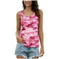 thumbnail image 1 of Womens Summer Tops Casual Camouflage Sleeveless Vest O Neck Wild Fashion Blouse Breathable Tank Tops for Women Pink XXL, 1 of 7