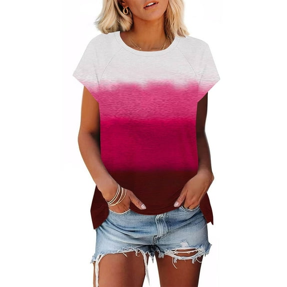 Womens Summer Tops Casual Short Sleeve Shirt Women Plus Size T Shirts Womens Tie Dye Shirts Oversized Top