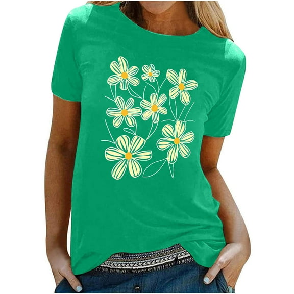 Womens Summer Tops Casual Cotton T-Shirts Loose Fit V Neck Golf Tees for Women