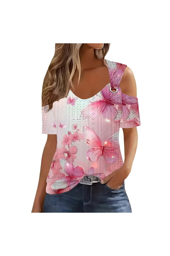 Womens Summer Tops Casual Country V Neck Tee Shirts Button Down Blouses for Women Dressy Casual My Orders Placed Recently By Me