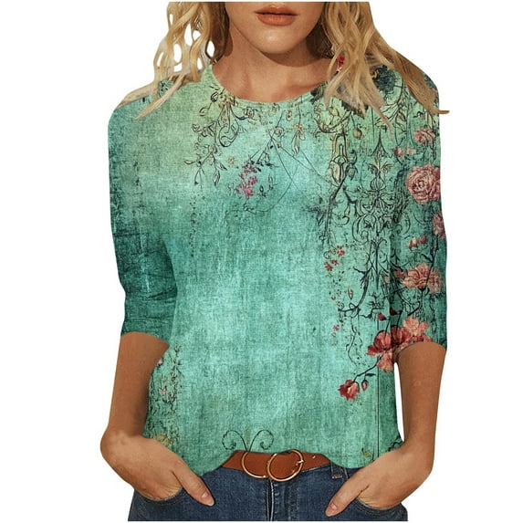 Womens Summer Tops Casual Country V Neck Tee Shirts Plus Size Blouses for Women Dressy Casual Womens T Shirts Loose Fit Plus Size