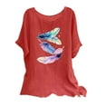 thumbnail image 1 of Womens Summer Tops Casual Country V Neck Tee Shirts Shirts for Women Trendy Summer Plus Size Novelty Golf Tees for Women, 1 of 1