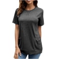 thumbnail image 1 of Womens Summer Tops Casual Crewneck Solid Color Short Sleeve Pullover T-Shirt Ladies Beach Blouses Tops for Women, 1 of 8