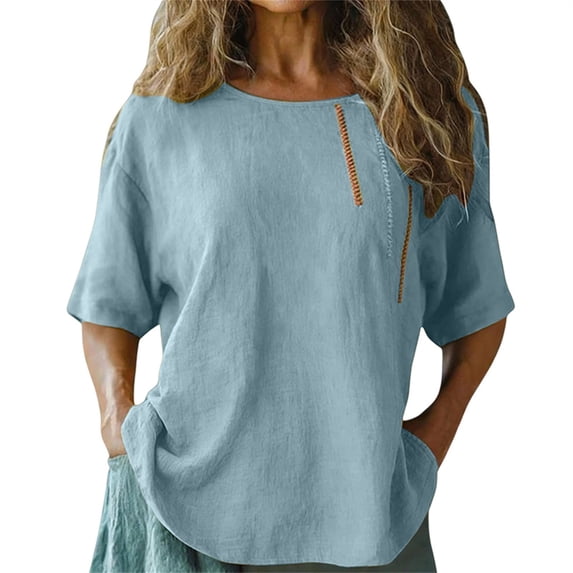 Womens Summer Tops Casual Fall Button Down V Neck Elegant Short Sleeve Fashion Daily Blouse