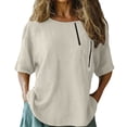 thumbnail image 1 of Womens Summer Tops Casual Fall Button Down V Neck Elegant Short Sleeve Fashion Daily Blouse, 1 of 6