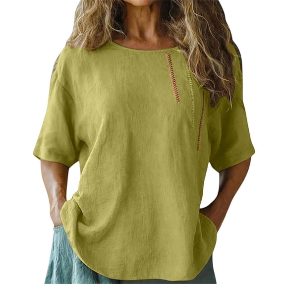 Womens Summer Tops Casual Fall Button Down V Neck Elegant Short Sleeve Fashion Daily Blouse