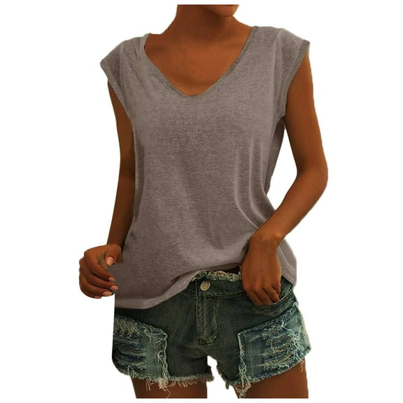 Womens Summer Tops Casual Fashion Printed V Neck Short Sleeve Pullover T Shirt Oversized Tshirts for Women Brown S