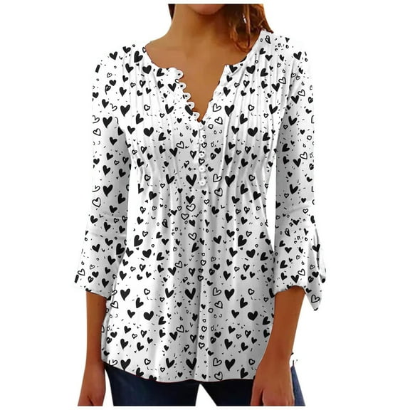 Womens Summer Tops Casual Linen Print Blouses for Women Dressy Casual Plus Size Womens Shirts