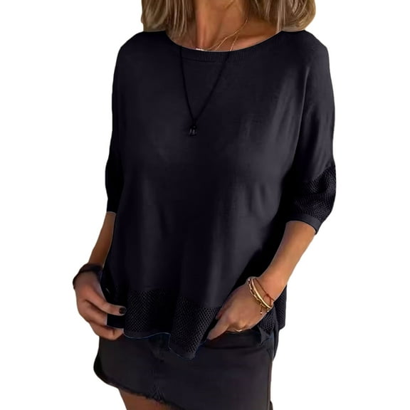 Womens Summer Tops Casual Oversized Short Sleeve T Shirts Crewneck Color Basic Tee Blouses Black 5XL