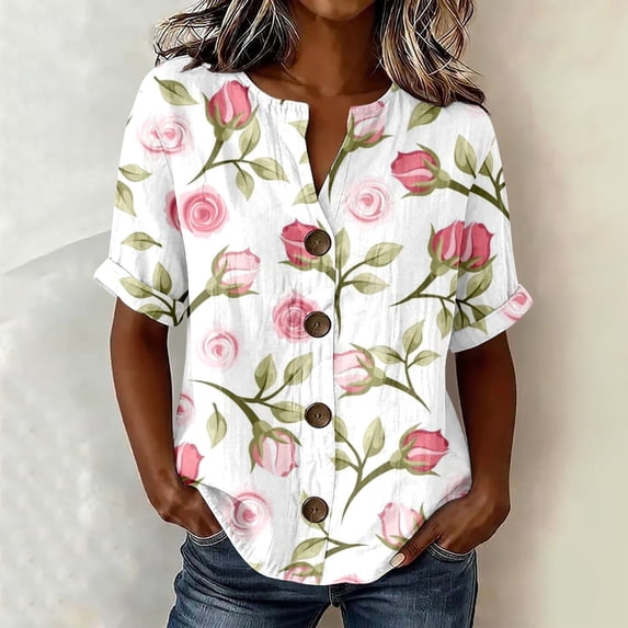 Womens Summer Tops Casual Short Sleeve Tees for Work & Vacation