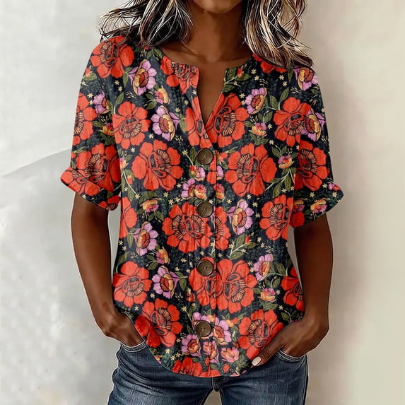 Womens Summer Tops Casual Short Sleeve Tees for Work & Vacation